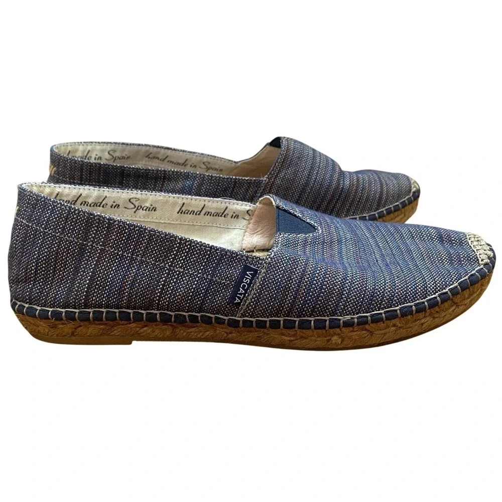 VISCATA Barcelona Canvas Espadrilles Sz 38 Handmade‎ Stripe Multicolor Comfort